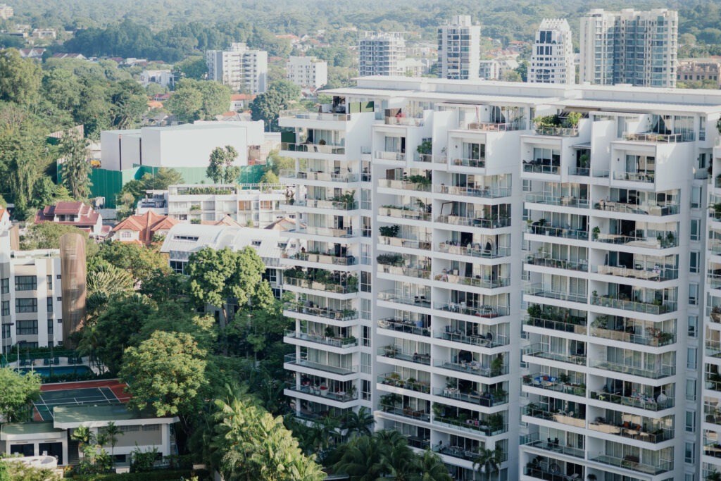 aerial view apartment buildings